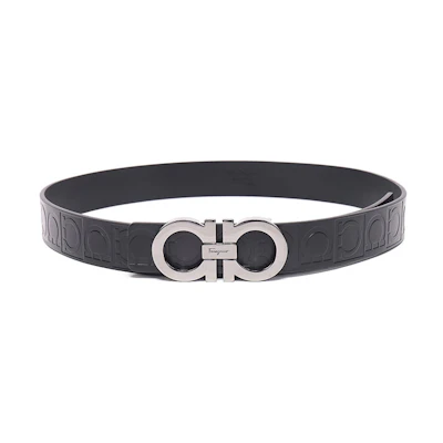 FERRAGAMO Black Leather Belt with Buckle 3.3cm Wide 679169-0587182