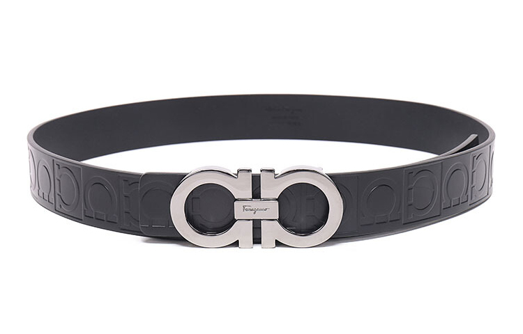 FERRAGAMO Black Leather Belt with Buckle 3.3cm Wide 679169-0587182 圖 2