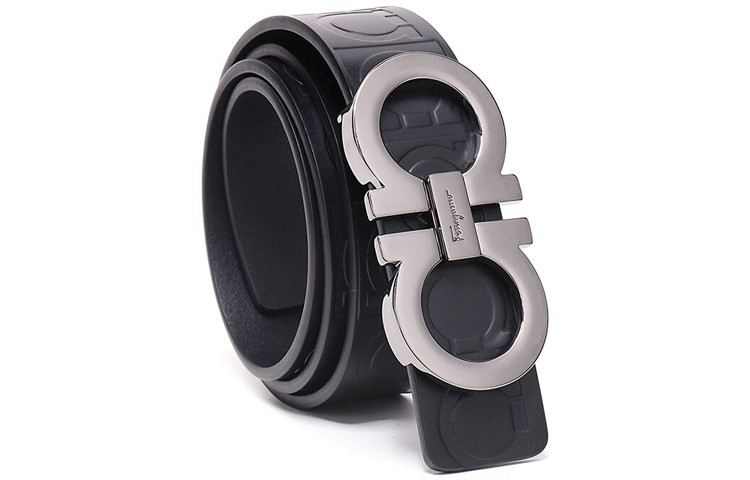 FERRAGAMO Black Leather Belt with Buckle 3.3cm Wide 679169-0587182 圖 5