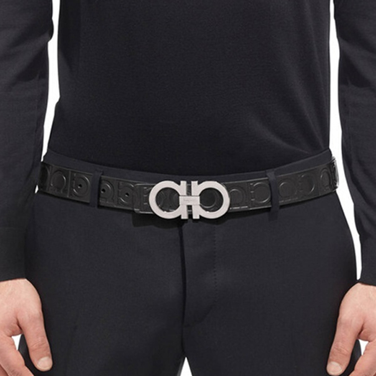 FERRAGAMO Black Leather Belt with Buckle 3.3cm Wide 679169-0587182 圖 6