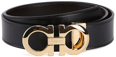 Order Ferragamo Tali Pinggang Kulit Hitam dengan Gesper 3.5cm 675542-0586940