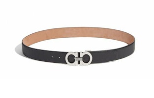 Ferragamo Black Leather Belt with Horseshoe Buckle, Width 3.4cm 679493-687205 Ferragamo Black Leather Belt with Horseshoe Buckle, Width 3.4cm 679493-687205