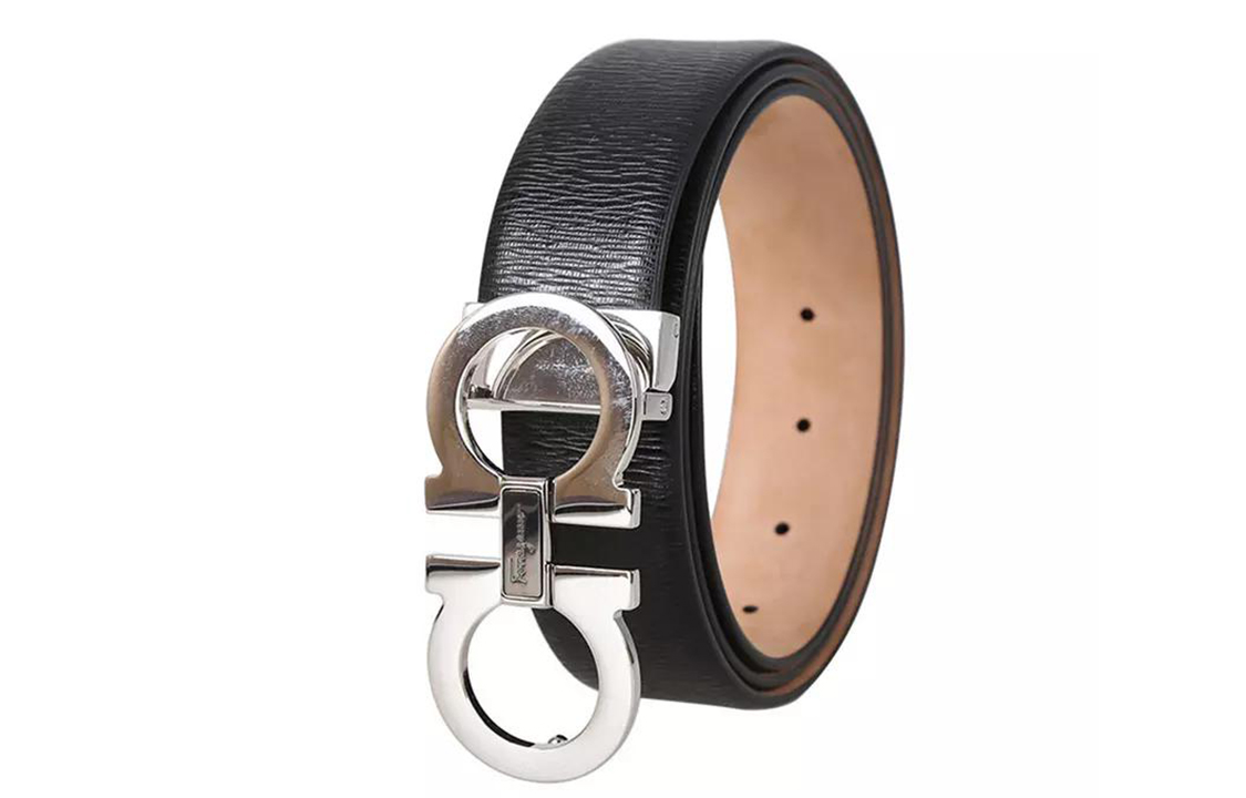 Shop Ferragamo 黑色皮带，马蹄扣设计，宽度3.4厘米 679493-687205