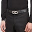Sizing Ferragamo 黑色皮带,马蹄扣设计,宽度3.4厘米 679493-687205