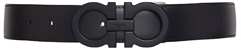 FERRAGAMO Black Leather Belt with Logo Smooth Buckle for Men - 3.5CM Width. 67 9710 688772 FERRAGAMO Black Leather Belt with Logo Smooth Buckle for Men - 3.5CM Width. 67 9710 688772