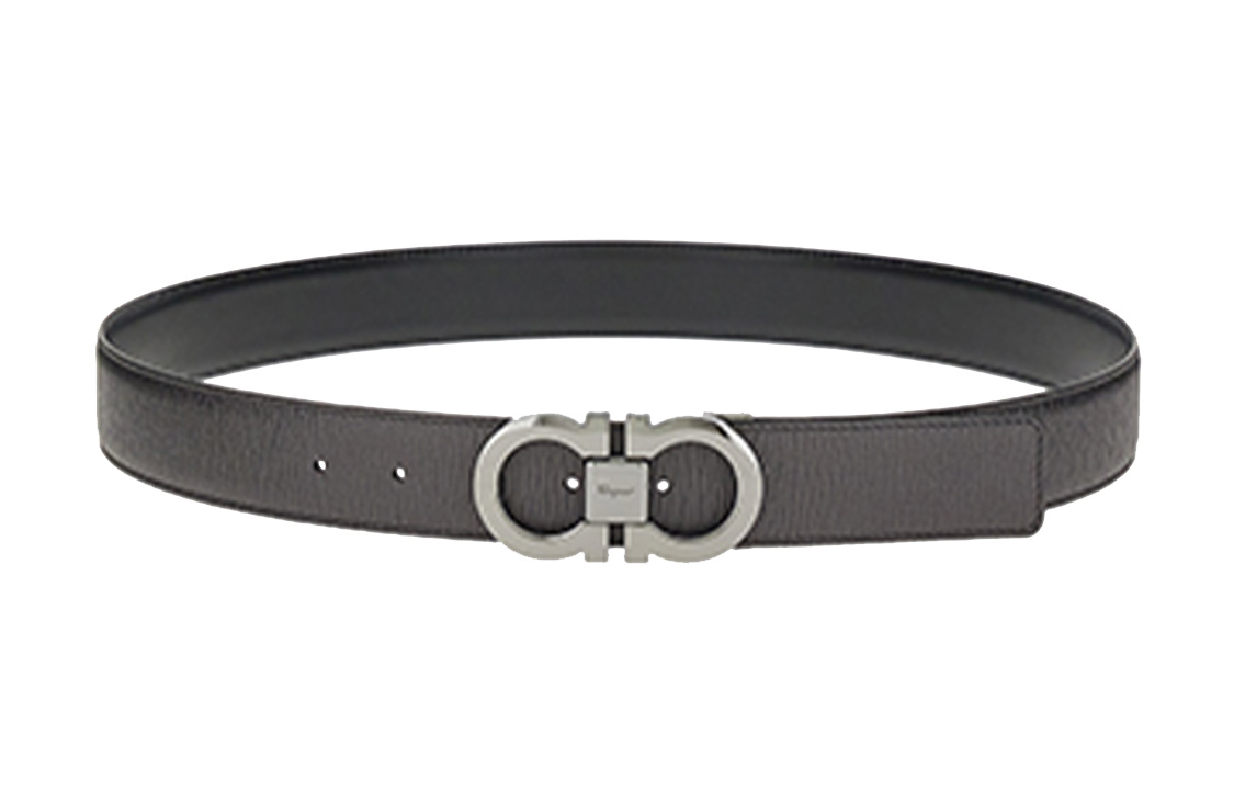 Ferragamo Black Leather Belt with Smooth Buckle 3.5cm 679535-749912