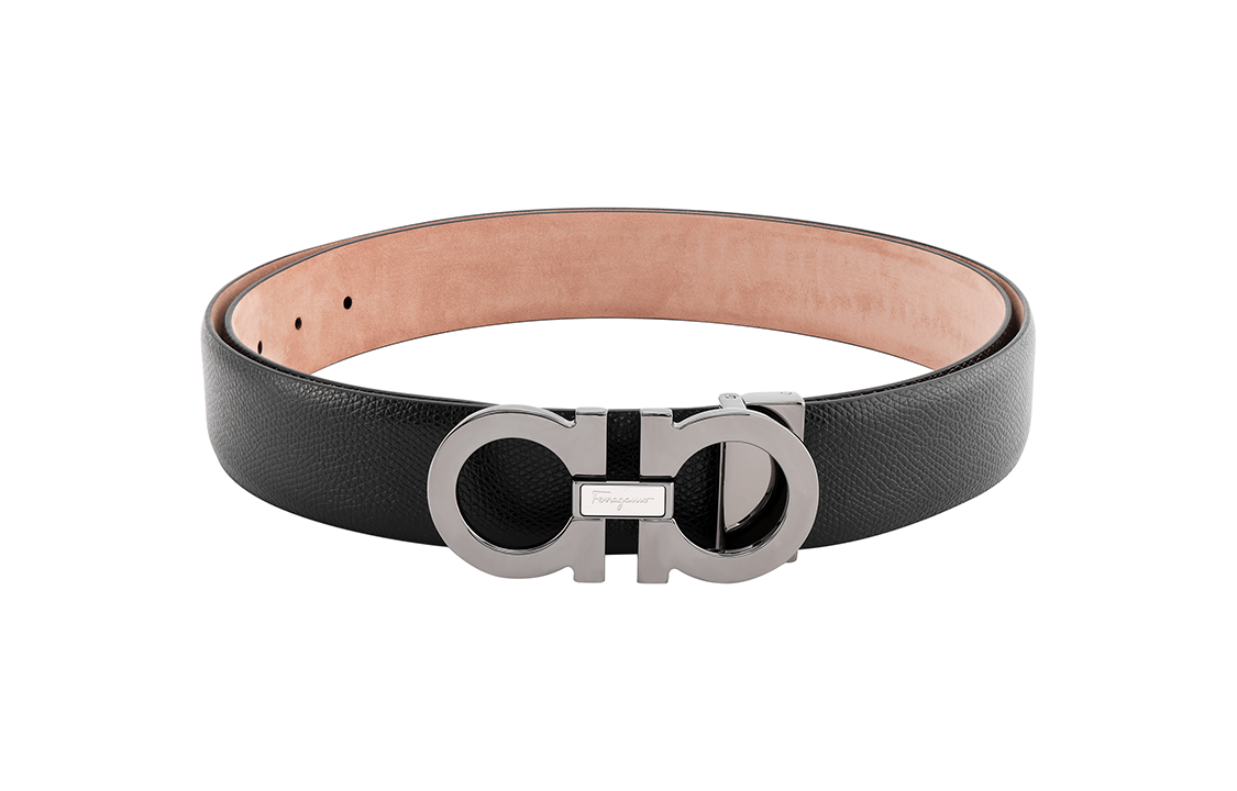 FERRAGAMO Black Leather Buckle Belt 3.5CM 679493-0671453