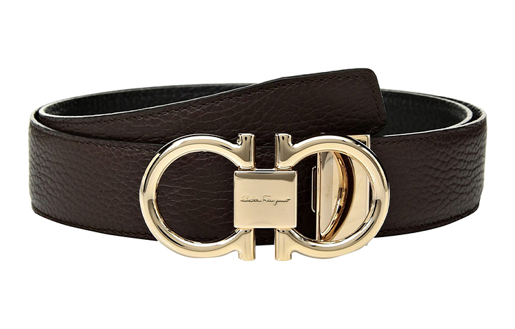 Ferragamo Black Litchi Textured Leather Belt with Rose Gold Buckle 3.5cm 679938-0694530 圖 3