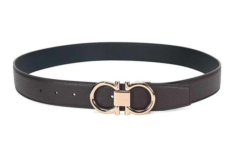 Ferragamo Black Litchi Textured Leather Belt with Rose Gold Buckle 3.5cm 679938-0694530 圖 6