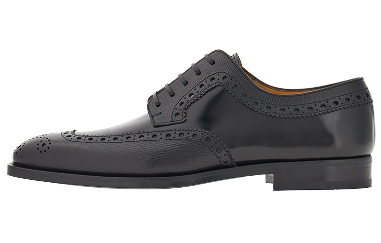 FERRAGAMO Brogue Leather Oxford 'Black' 021644-762389