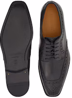 Shop FERRAGAMO菲拉格姆 皮革 布洛克 系帶 正裝皮鞋 男款 黑色