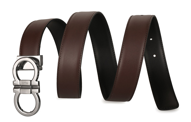 Ferragamo Brown Black Leather Belt 3cm Wide with Horsebit Buckle 678648-444078 圖 4