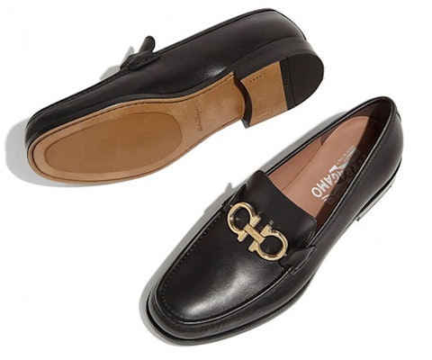 FERRAGAMO Business Casual Leather Shoes 'Double Gancini Black' 0712557 Shop FERRAGAMO Business Casual Leather Shoes 'Double Gancini Black' 0712557