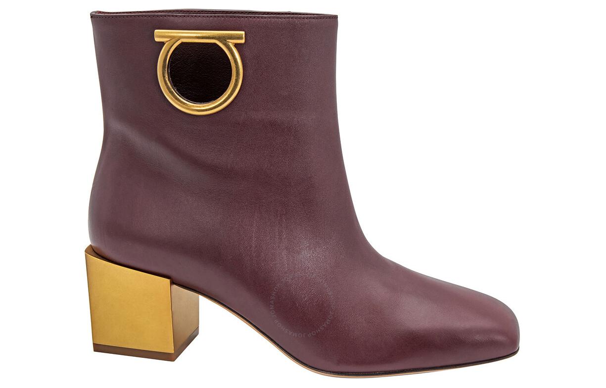 FERRAGAMO Calfskin Ankle Boots 'Brown Red' 圖 2