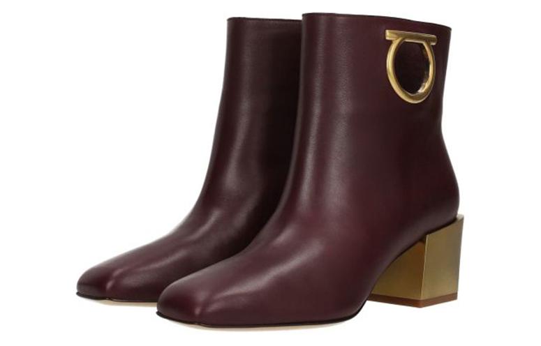 FERRAGAMO Calfskin Ankle Boots 'Brown Red' 圖 3