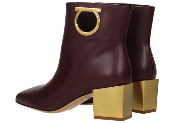 FERRAGAMO Calfskin Ankle Boots 'Brown Red' 圖 5