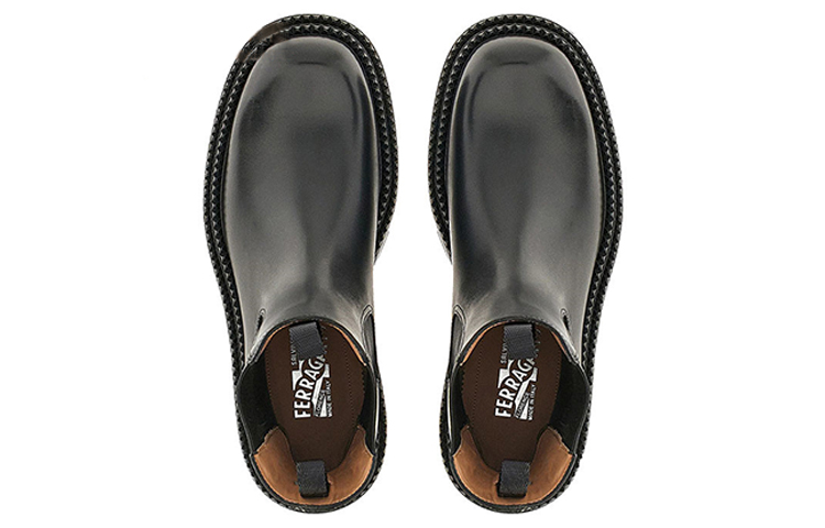 FERRAGAMO Calfskin Elastic Short Boots 'Black Fashion Casual' 圖 3