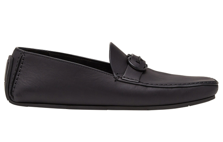 FERRAGAMO Calfskin Loafers 'Metal Logo Black' 圖 2