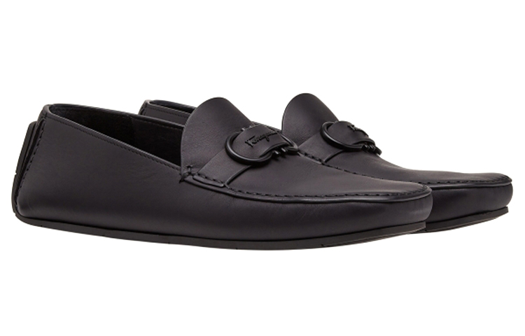 FERRAGAMO Calfskin Loafers 'Metal Logo Black' 圖 3