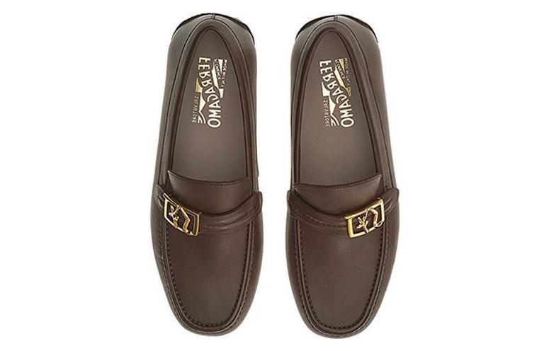 Lookbook 菲拉格慕金扣小牛皮莫卡辛鞋 '浅棕色' 020376-746363