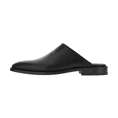 FERRAGAMO Calfskin Suede Square Toe Fashion Slide 'Black'
