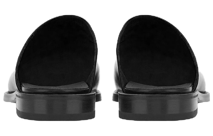 FERRAGAMO Calfskin Suede Square Toe Fashion Slide 'Black' 圖 4