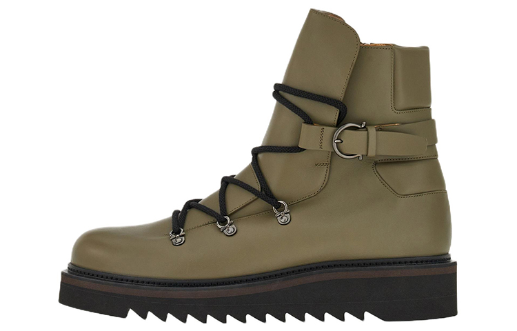 FERRAGAMO Calfskin Zip-Up Outdoor Boot 'Beige'