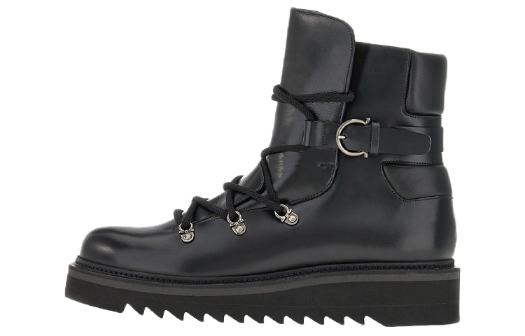 FERRAGAMO Giulio Lace-Up Demi Boots 'Black'