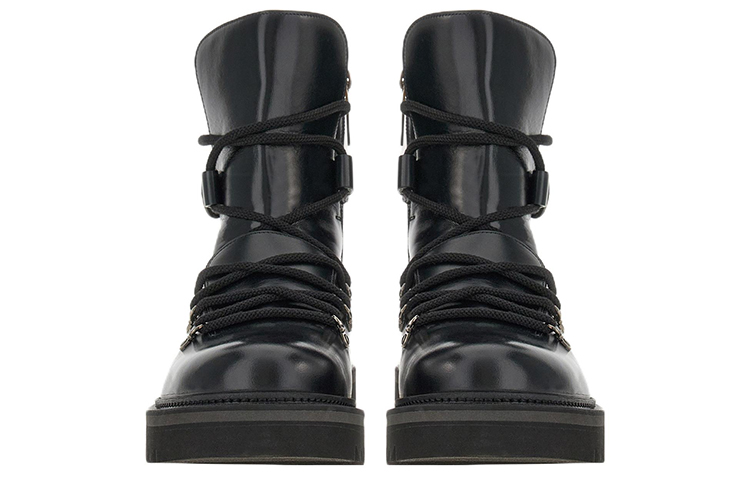 FERRAGAMO Giulio Lace-Up Demi Boots 'Black' 圖 4