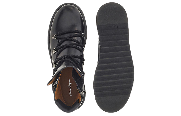 FERRAGAMO Giulio Lace-Up Demi Boots 'Black' 圖 6