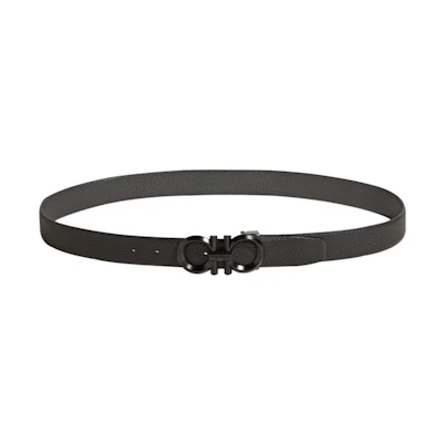 FERRAGAMO Classic Black Leather Belt with Horseshoe Buckle for Men 3.5cm. 67-9939-694745