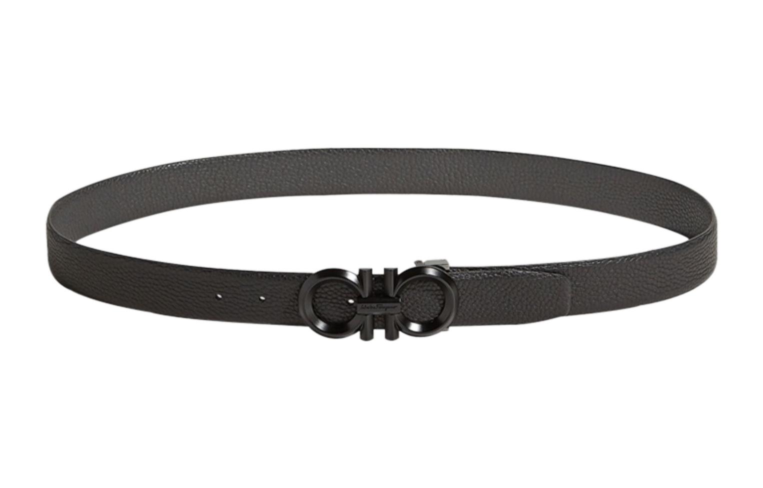 FERRAGAMO Classic Black Leather Belt with Horseshoe Buckle for Men 3.5cm. 67-9939-694745 圖 2
