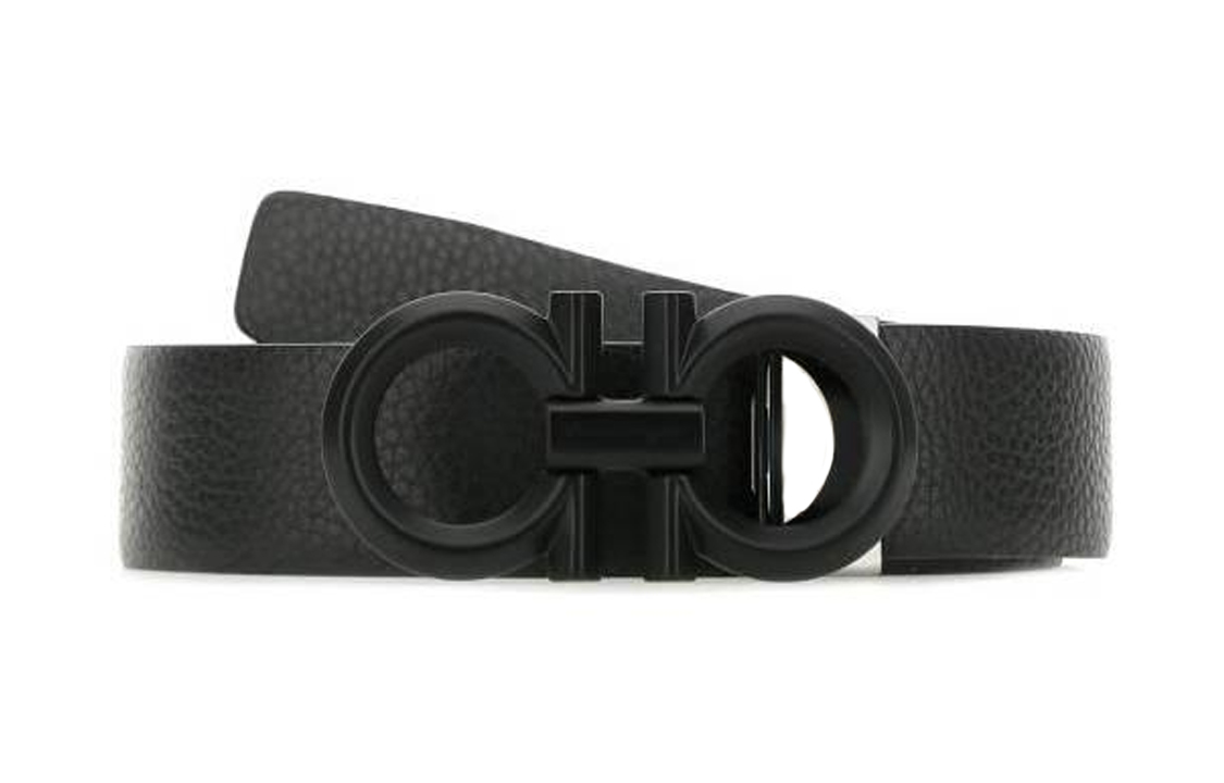 Ferragamo Classic Black Leather Belt with Smooth Buckle for Men (3.5cm Width) 679939694745NEROASFA