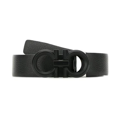 Ferragamo Classic Black Leather Belt with Smooth Buckle for Men (3.5cm Width) 679939694745NEROASFA