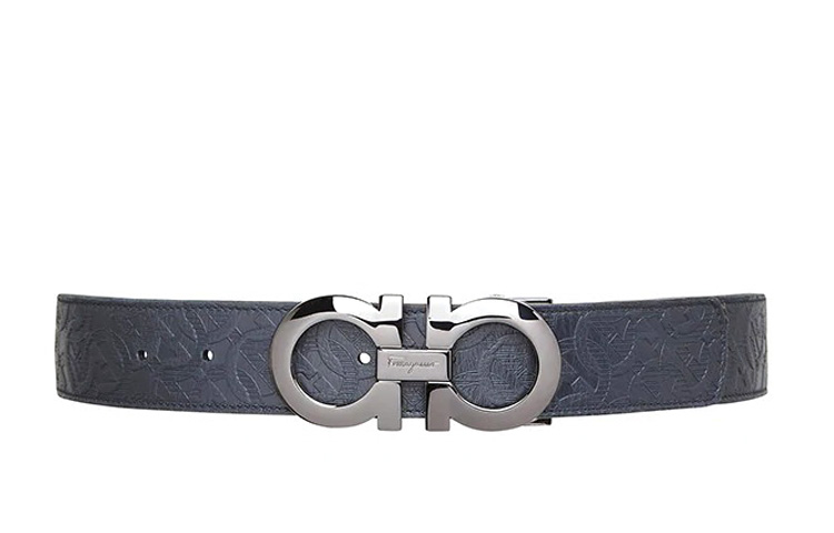 Ferragamo Classic Leather Belt Blue Black 3.5cm Width 675542—0735830 圖 2