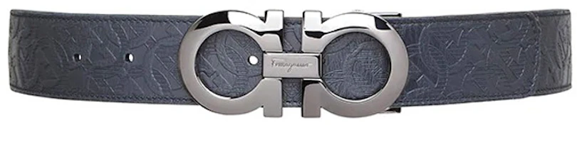 Order Ferragamo 經典藍黑色皮帶 3.5公分寬 675542—0735830