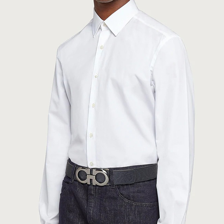 Ferragamo Classic Leather Belt Blue Black 3.5cm Width 675542—0735830 圖 4