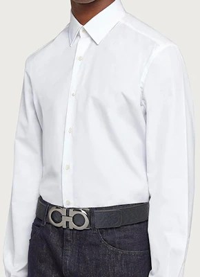 Ferragamo 经典蓝黑色皮带 3.5厘米宽 675542—0735830 Shop Ferragamo 经典蓝黑色皮带 3.5厘米宽 675542—0735830
