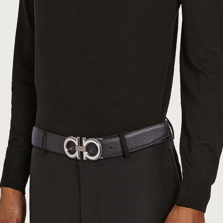 FERRAGAMO Classic Logo Smooth Buckle Leather Belt for Men, Width 3.5cm. 67A254-0734227 圖 4