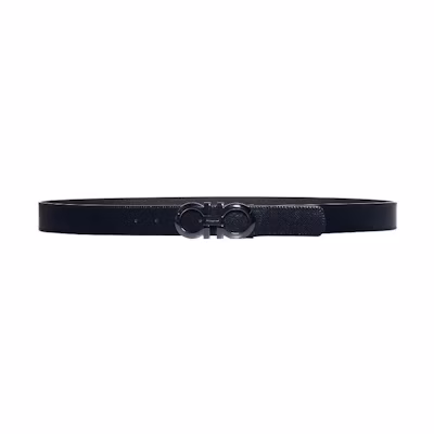 FERRAGAMO Classic Solid Smooth Buckle Leather Belt for Men - 3.5cm Width. 675542DOUBLEADJUS689112