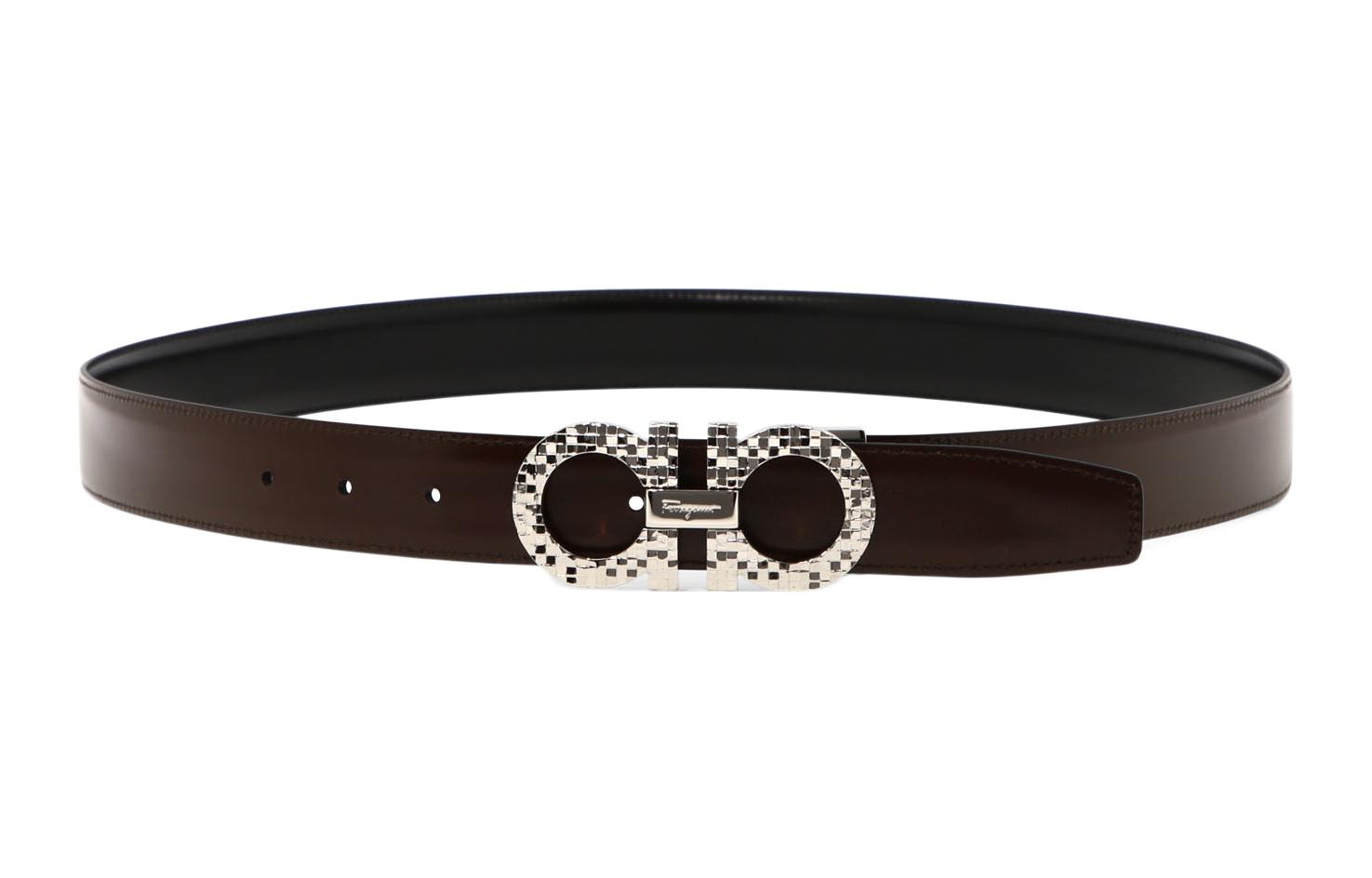 FERRAGAMO Double-Sided  Black Calfskin Leather Belt 3.2CM. 0750179 圖 3