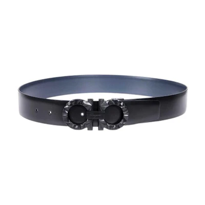 Ferragamo Double-Sided Smooth Buckle Leather Belt Black - 670193759212