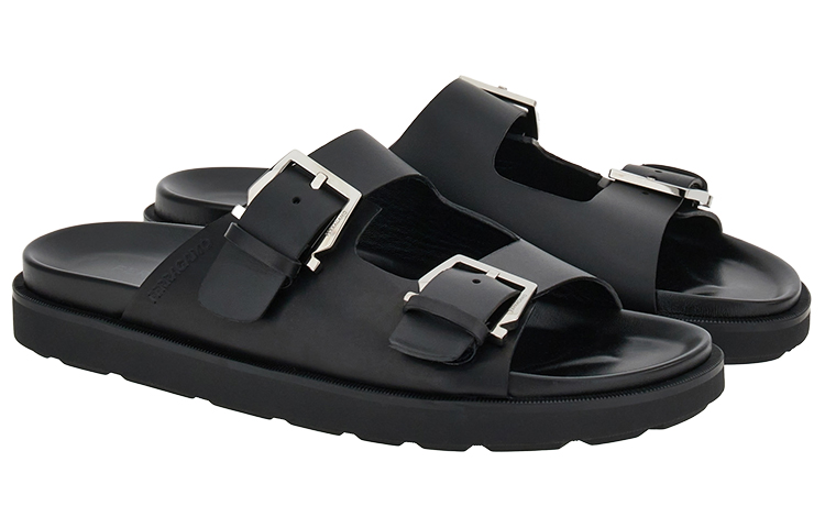 Order FERRAGAMO Selipar Gesper Double Gancini 'Hitam' 021745-765031