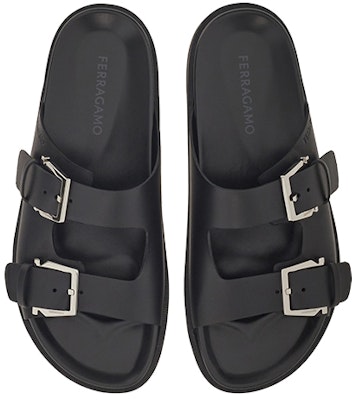 FERRAGAMO Selipar Gesper Double Gancini 'Hitam' 021745-765031 Lookbook FERRAGAMO Selipar Gesper Double Gancini 'Hitam' 021745-765031