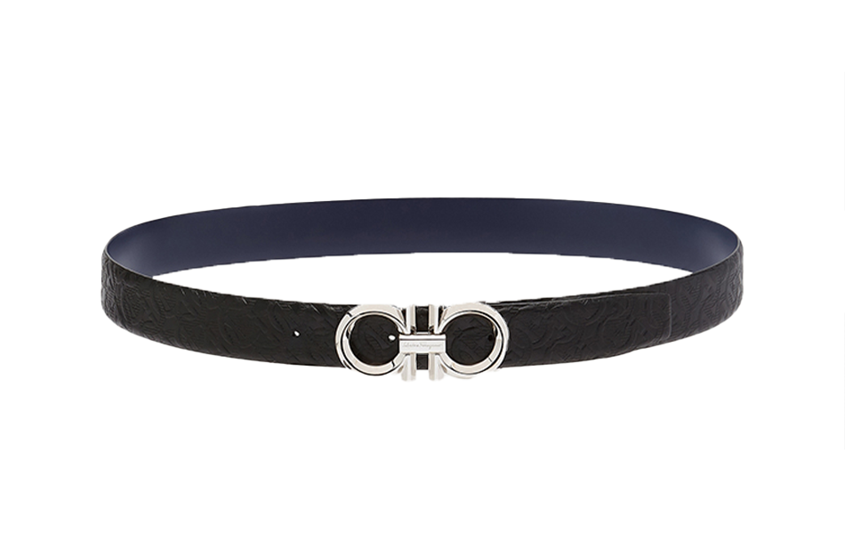 Ferragamo Embossed Gancini Adjustable Leather Belt for Men - 3.5cm Wide. 679939-0746527 圖 3