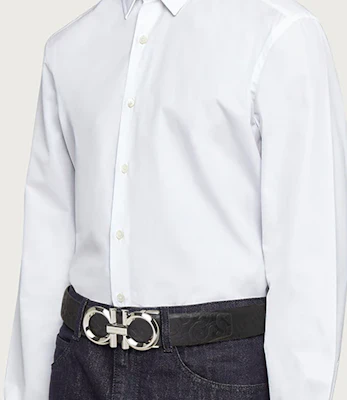 Ferragamo 男士压纹Gancini可调节皮带 - 宽3.5cm 679939-0746527 Sizing Ferragamo 男士压纹Gancini可调节皮带 - 宽3.5cm 679939-0746527