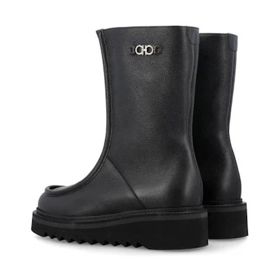 FERRAGAMO ERIALO Zip Up Boot 'Black Ankle'
