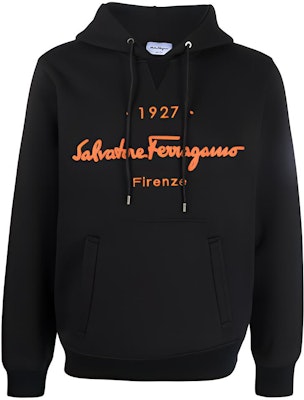 FERRAGAMO FW21 标志刺绣抽绳连帽衫 黑色 746606002 747000000 Buy FERRAGAMO FW21 标志刺绣抽绳连帽衫 黑色 746606002 747000000