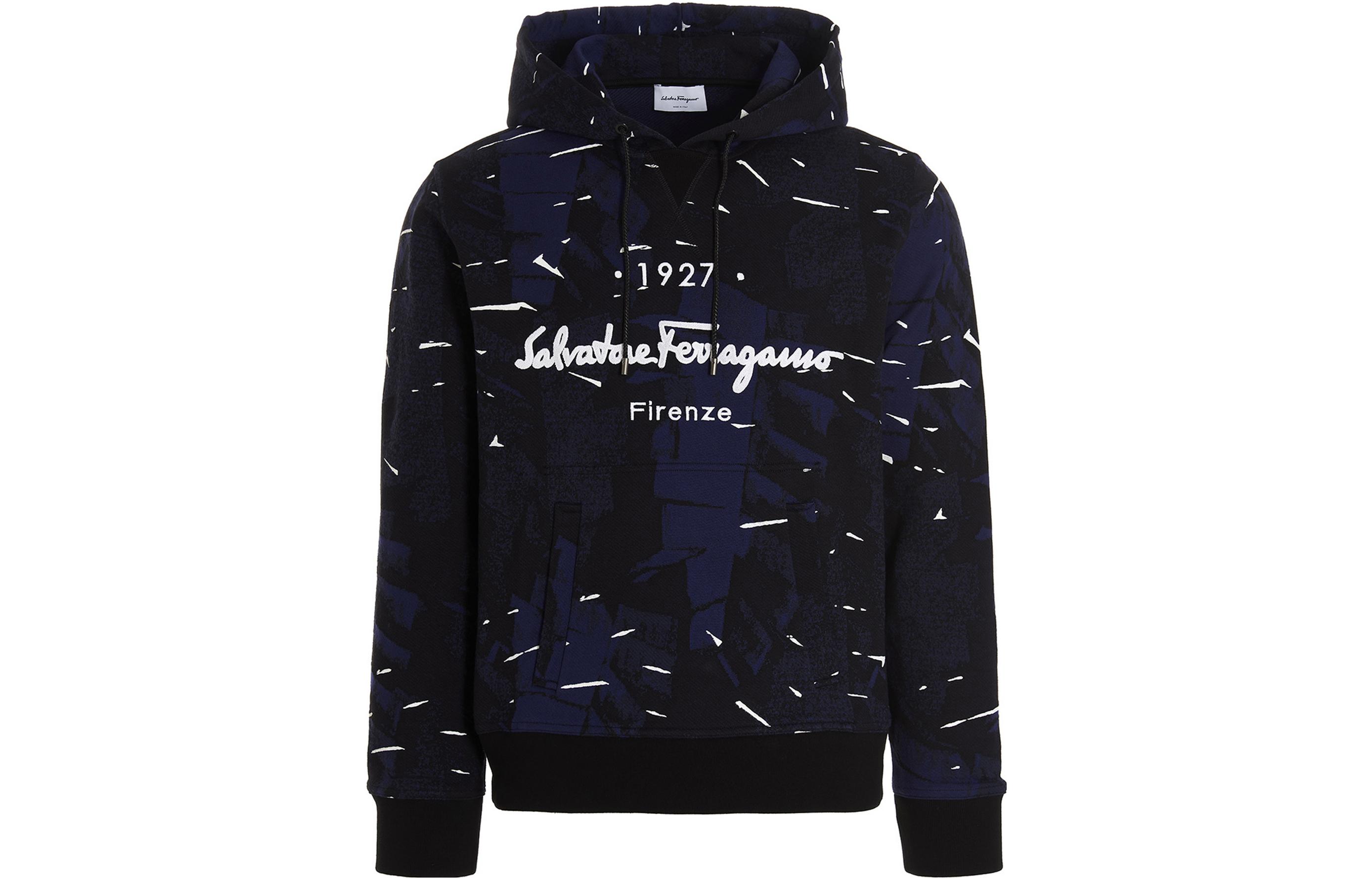 FERRAGAMO FW22 Blue Sweatshirt with Paint Effect Lettering Design 0754333GOLFOBLUE