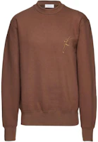FERRAGAMO FW23 Embroidered Brown Crewneck Long-Sleeve Sweatshirt for Men 770377 FERRAGAMO FW23 Embroidered Brown Crewneck Long-Sleeve Sweatshirt for Men 770377